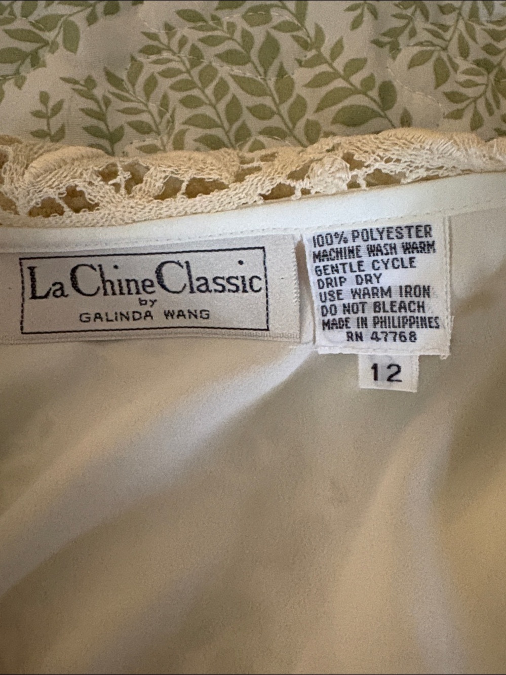 La Chine Classic by Galinda Wang Vintage Lace Collar Blouse Size 12 - Picture 7 of 7